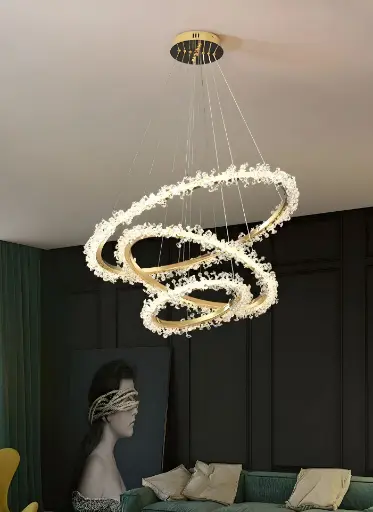 Modern crystal spiral chandelier in a living room - Elmadinah