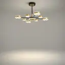 Disc & Crystal LED Chandelier, 8 Lights, Black & Gold