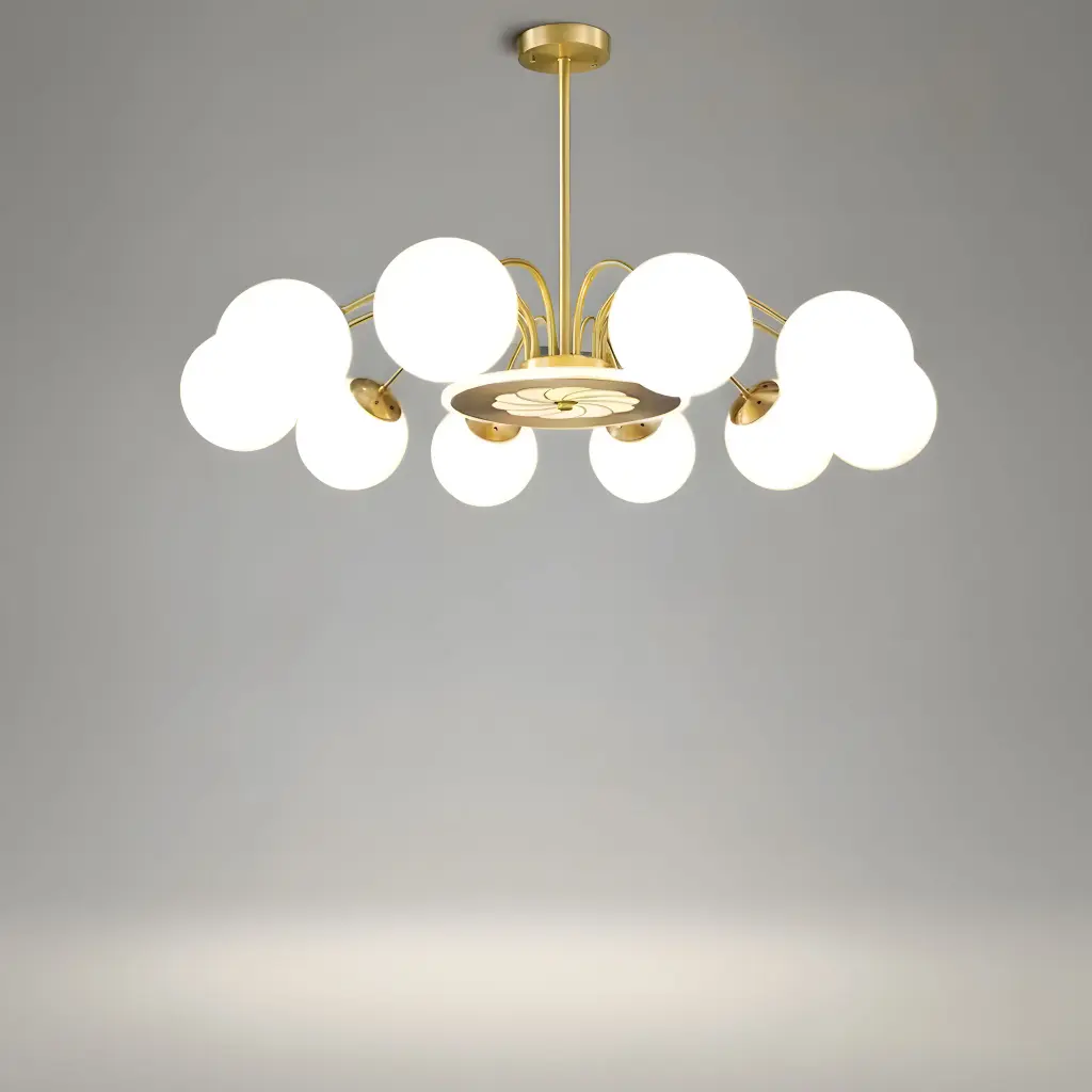 Globe Cluster LED Chandelier, 10 Lights, Gold