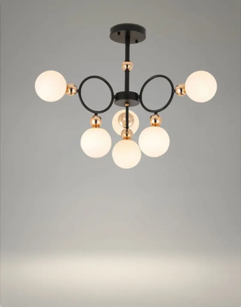 [AN-MK 47/6] The Orbital Harmony Black & Gold Chandelier