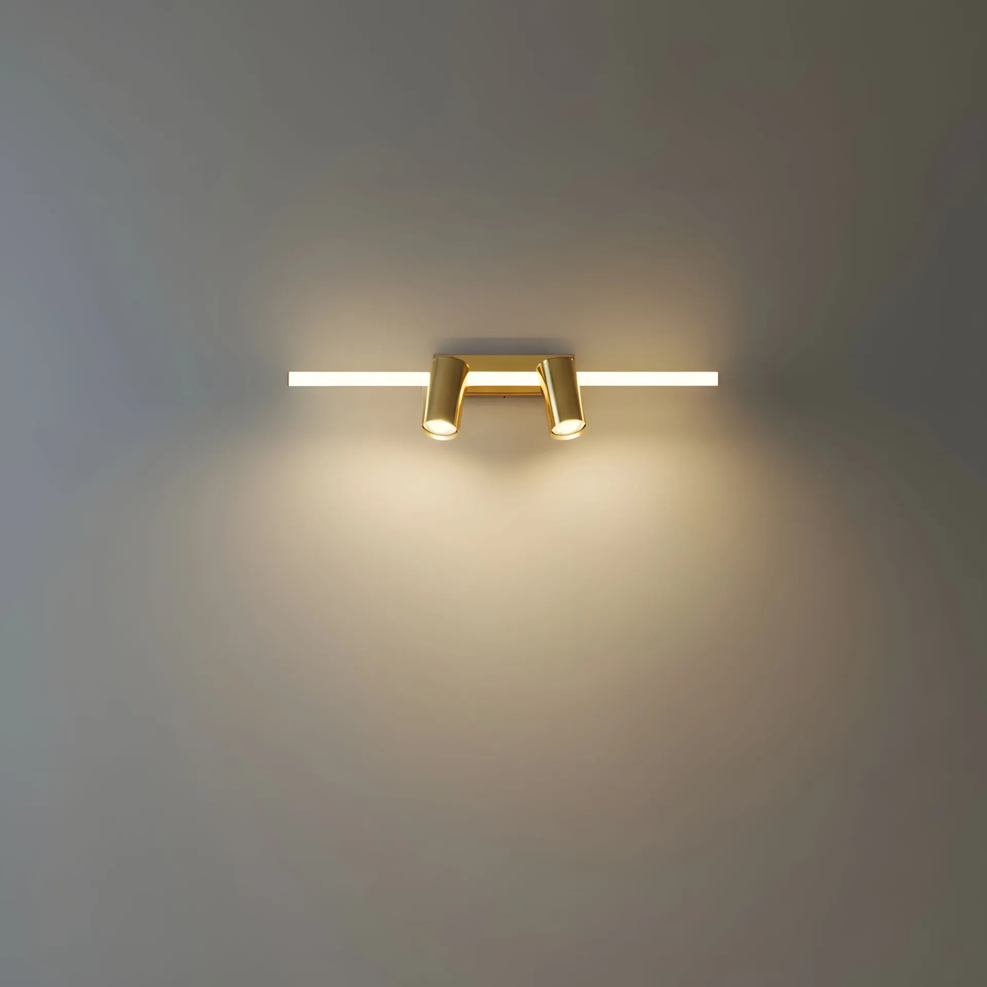 LED Wall Light with 2 Spots 60 cm, Gold