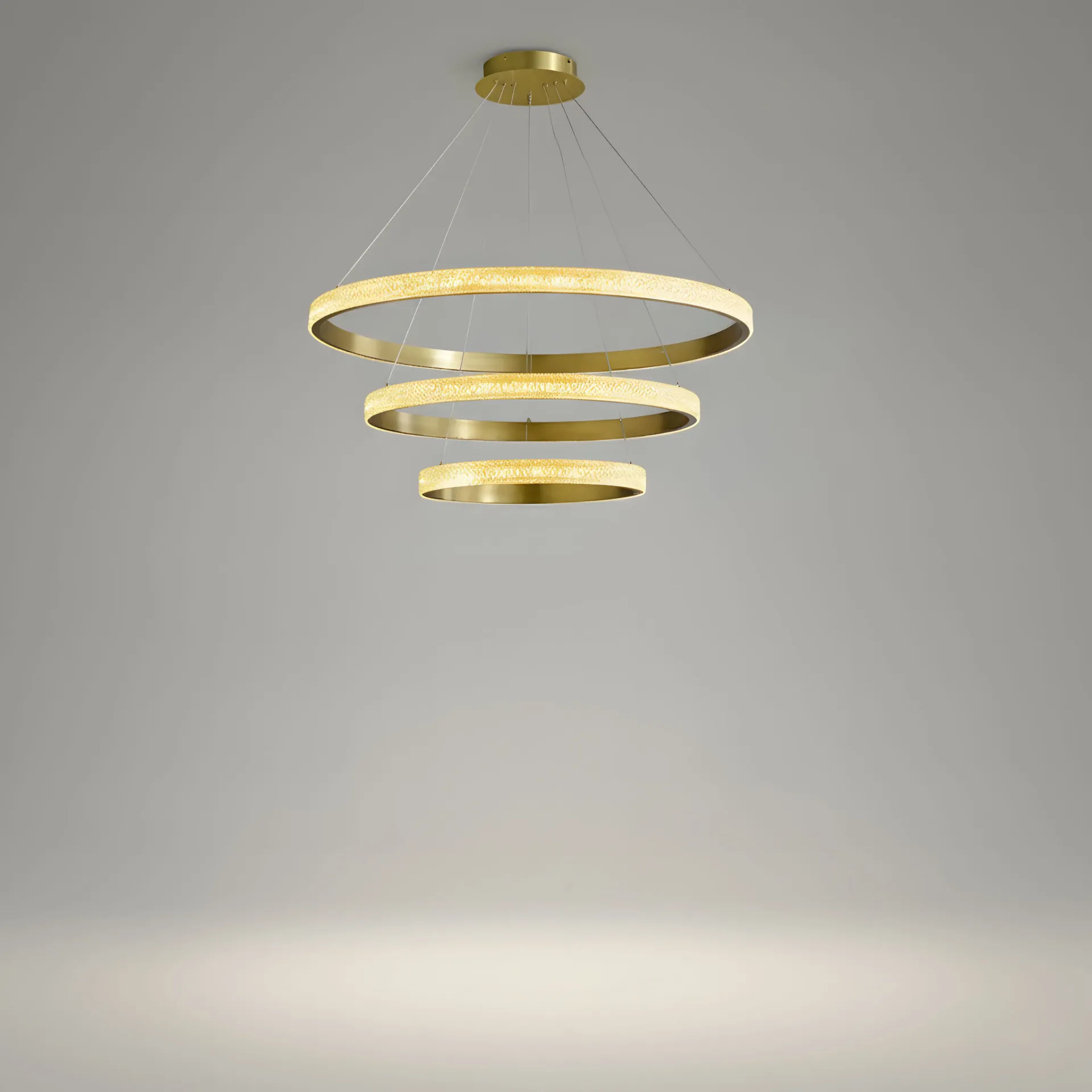 3-Tier LED Ring Chandelier, Gold