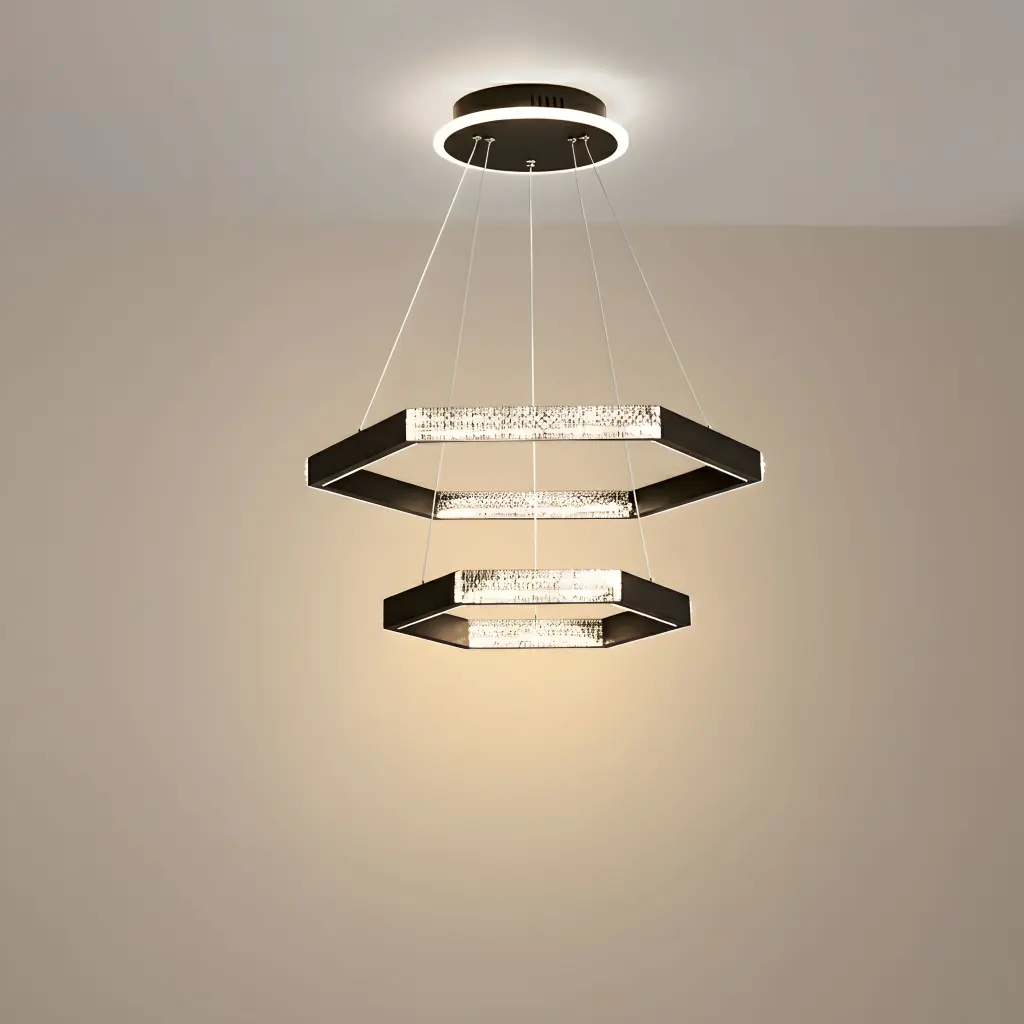 [AN-UR 85] Modern Geometric 2-Ring Chandelier