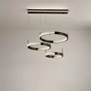 Crystal 3-Ring LED Chandelier, Black