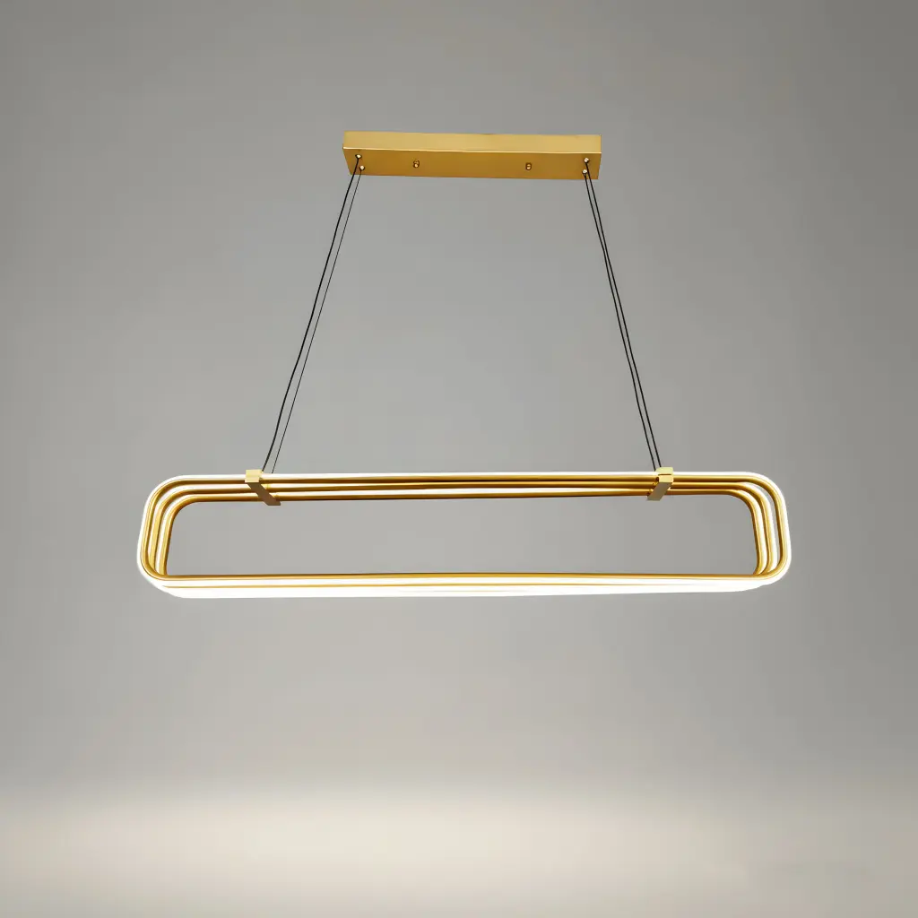 Oval 3-Ring LED Dining Chandelier, Gold