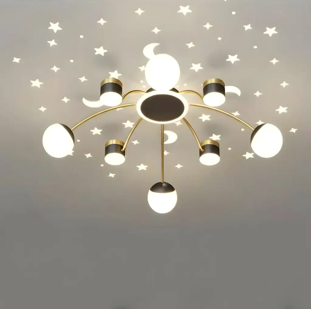 [AN-MK 02/8] Grand 8-Arm LED Ceiling Light with Star & Moon Projector