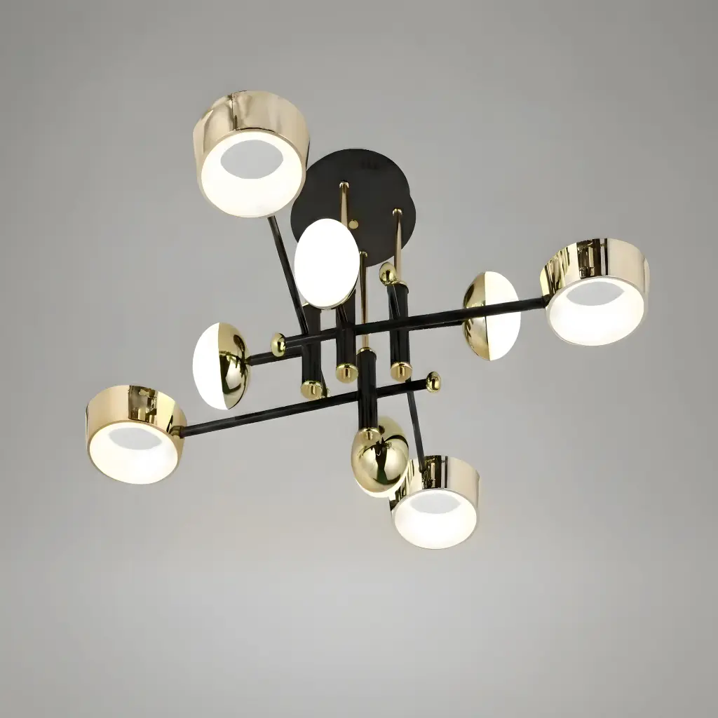 [AN-MK 06/8] 8-Light Modern Black and Gold Metal Sputnik Chandelier