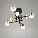 8-Light Modern Black and Gold Metal Sputnik Chandelier