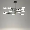 12-Light Large Black and Gold Horizontal LED Chandelier
