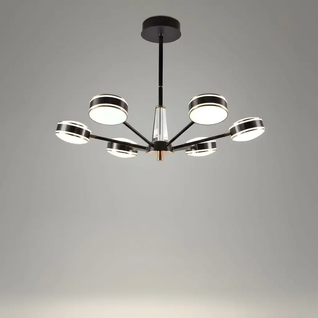 [AN-MK 08/6] 6-Arm Black and Gold LED Chandelier