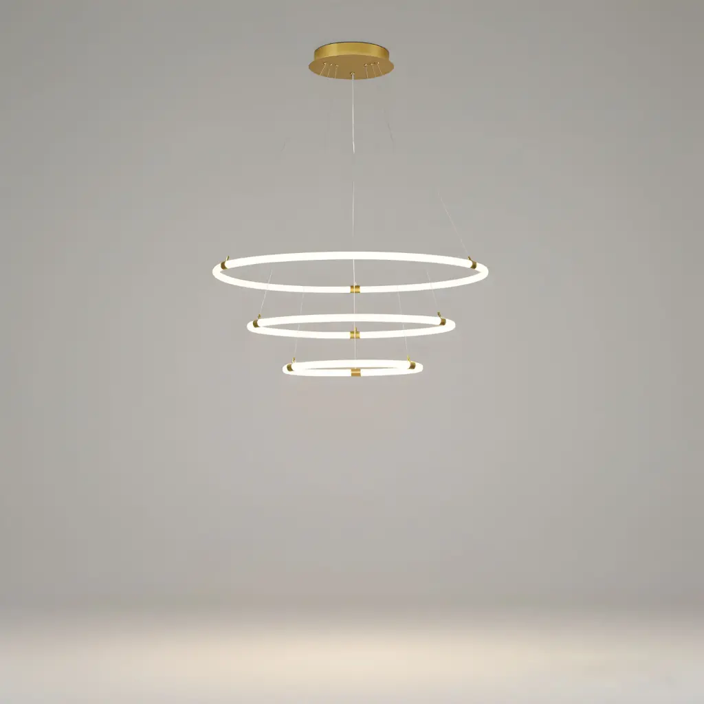 Slim 3-Ring LED Chandelier, Gold