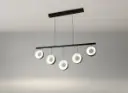 5-Ring LED Dining Chandelier, Black & Gold
