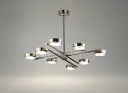 Cross-Arm LED Chandelier, 8 Lights, Grey & Gold