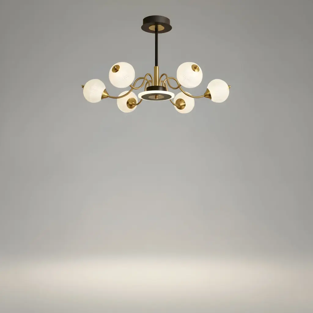[AN-MK 17/6] "Lotus Curve" Bronze & Black Globe Chandelier