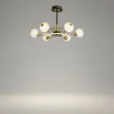 "Lotus Curve" Bronze & Black Globe Chandelier